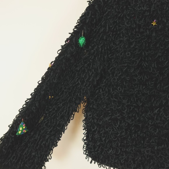 Berek Sweater Black Chenille Christmas Baubles Cardigan - Picture 10 of 12
